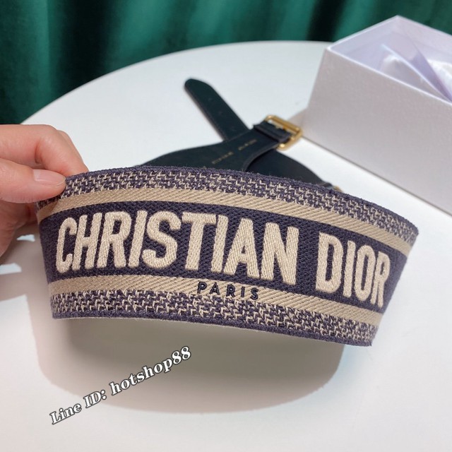 Dior專櫃經典款女士腰帶 迪奧Christian Dior刺繡帆布皮帶  jjp1970